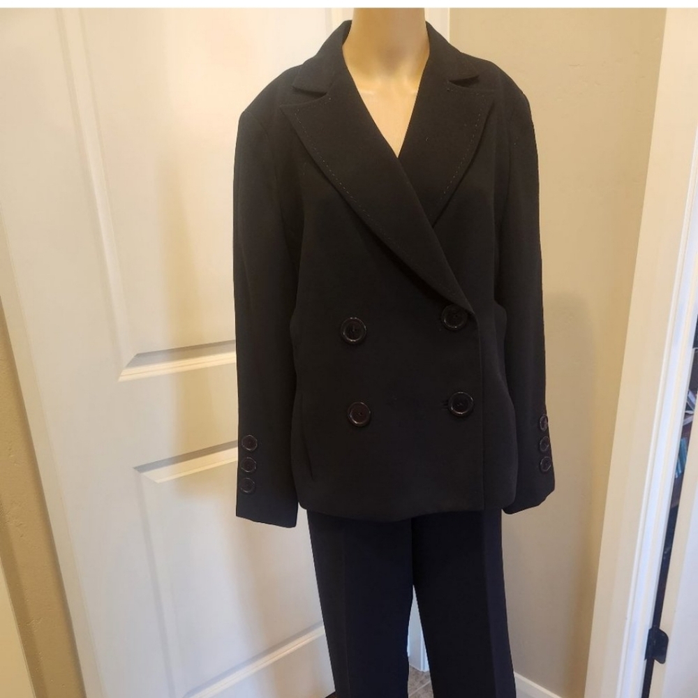 Larry Levine Navy Double Breasted Pantsuit - Sz 12